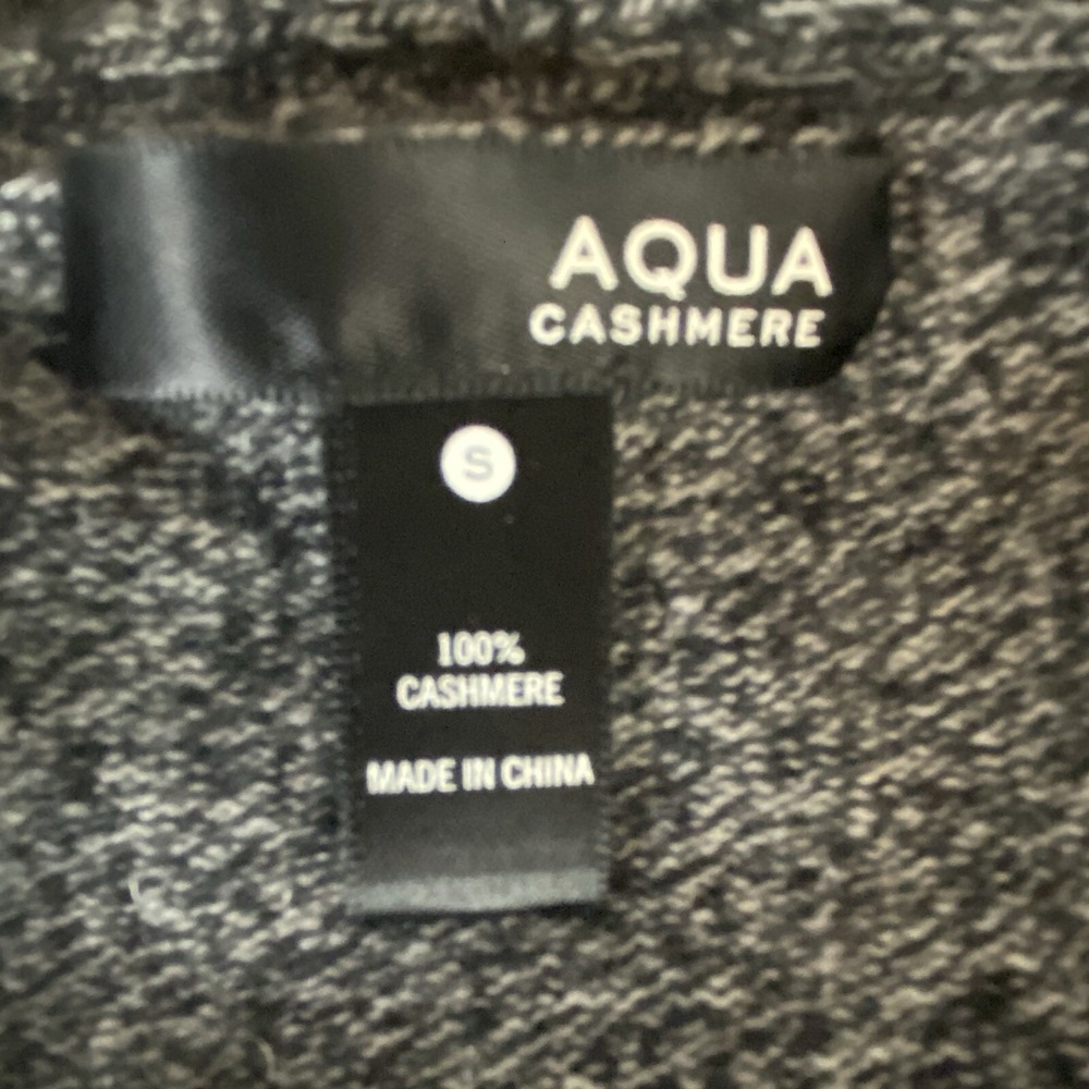AQUA CASHMERE DRAPE OPEN FRONT ROLLED HEM SHAWL COLLAR Black CARDIGAN SIZE S - Picture 8 of 9